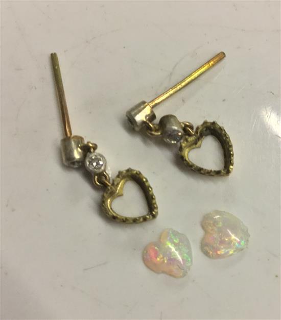 Opal heart earrings